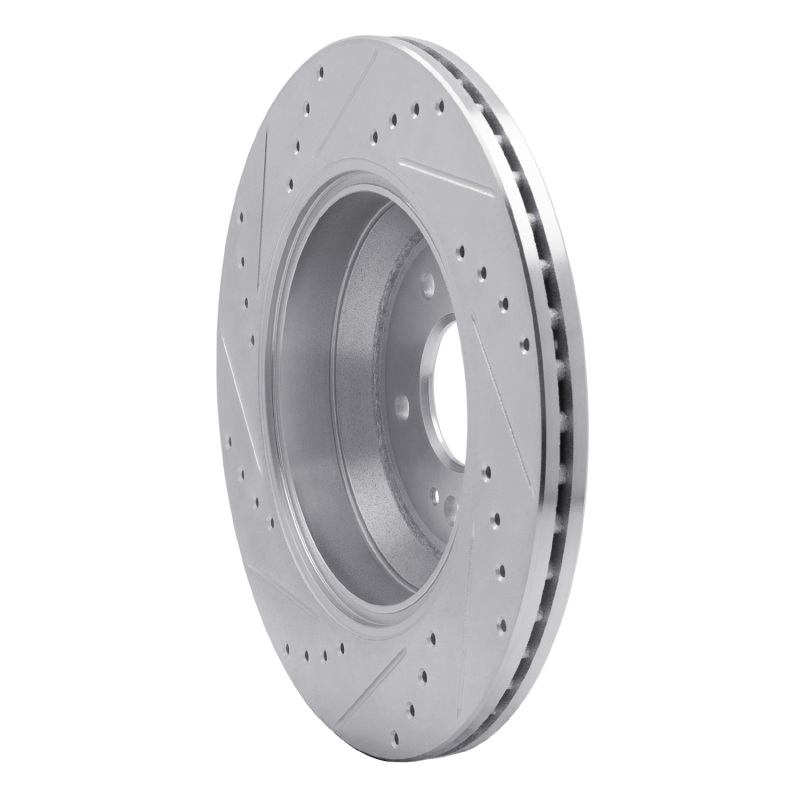 Genesis G80 Brake Rotor (1) - Rear Right - R1 Concepts - Drilled & Slotted - Silver - `18-`23